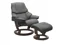 LARGE RECLINER CHAIR & STOOL WITH CLASSIC BASE